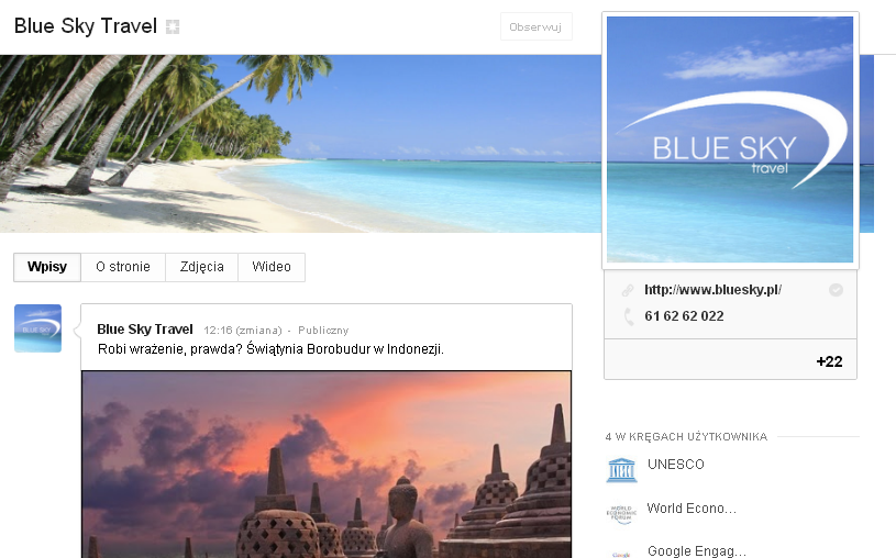 Blue Sky Travel na Google Plus